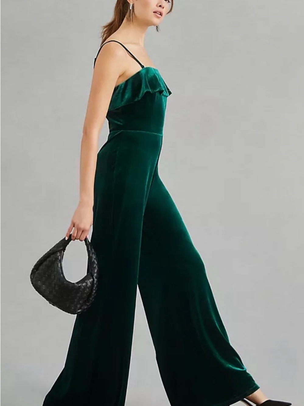 Dark Green Velvet Spaghetti Strap Jumper
